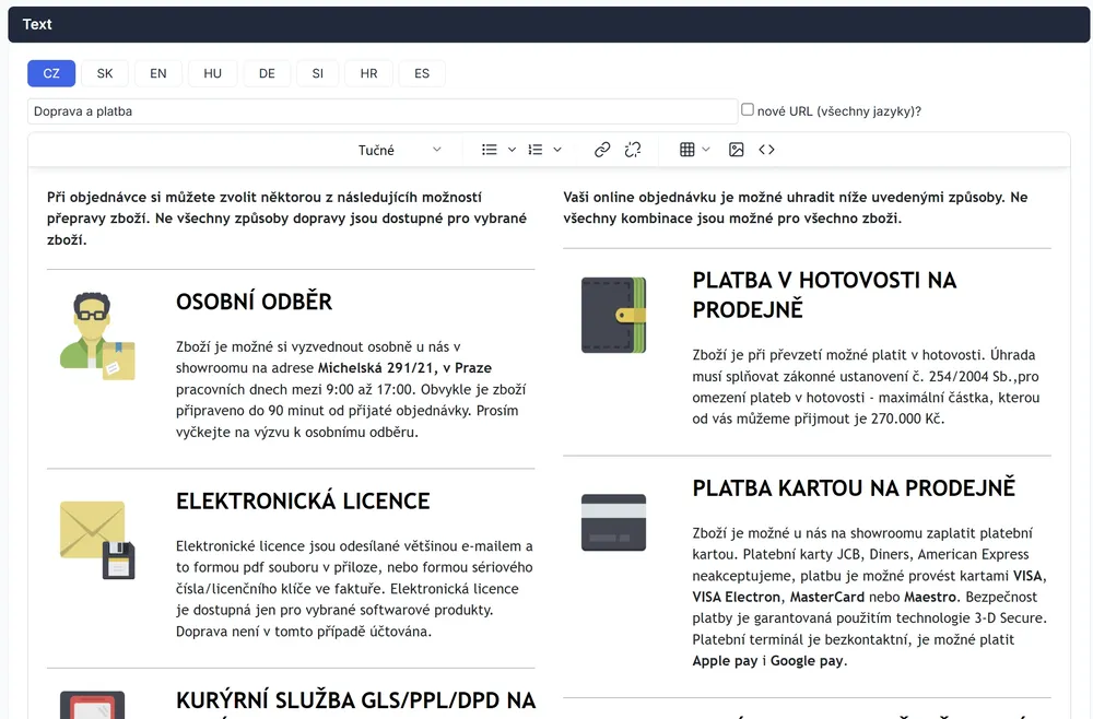 Editor and translations