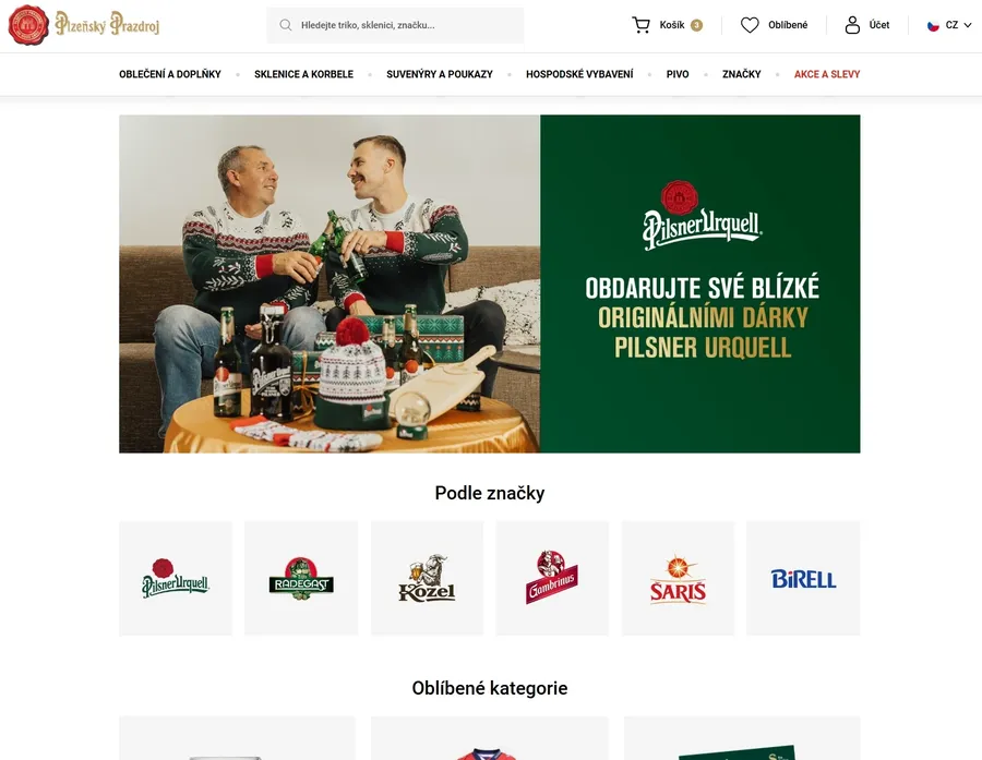 Plzeňský Prazdroj e-shop, homepage