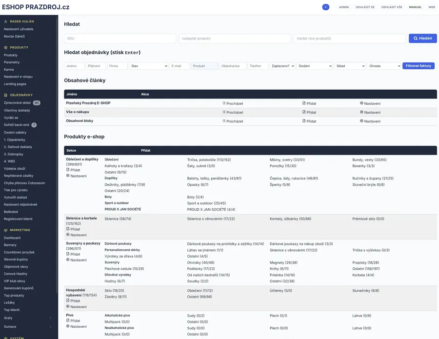 E-shop administration